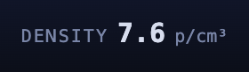 The Density header readout showing 7.6 protons per cubic centimeter